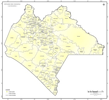 Mapa de division municipial de Chiapas