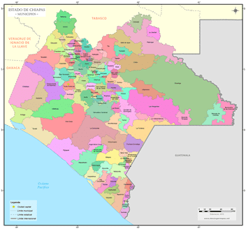 Mapa de municipios de Chiapas