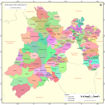 Mapa de municipios de Estado de México