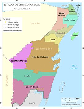 Mapa de municipios de Quintana Roo