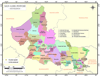 Mapa de municipios de San Luis Potosí