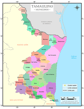 Mapa de municipios de Tamaulipas