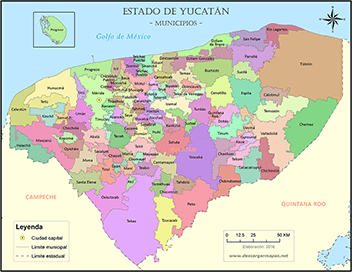 Mapa de municipios de Yucatán